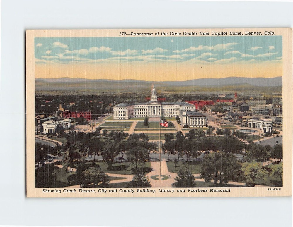 Postcard Panoramic View Civic Center Denver Colorado USA