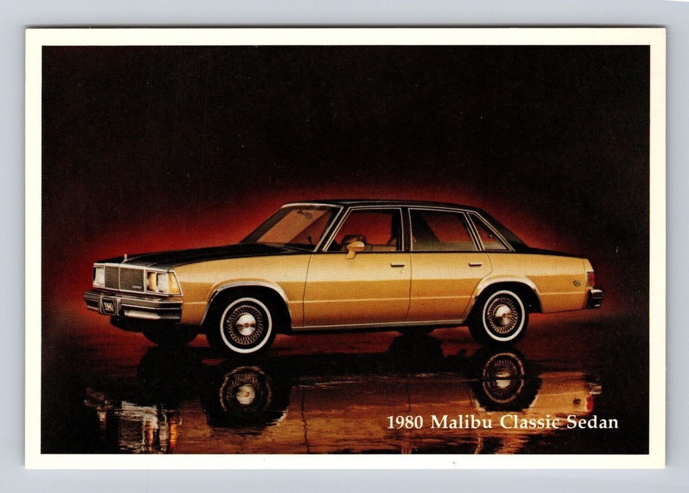 1980 Malibu Classic Sedan, Car, Transportation, Antique, Vintage Postcard
