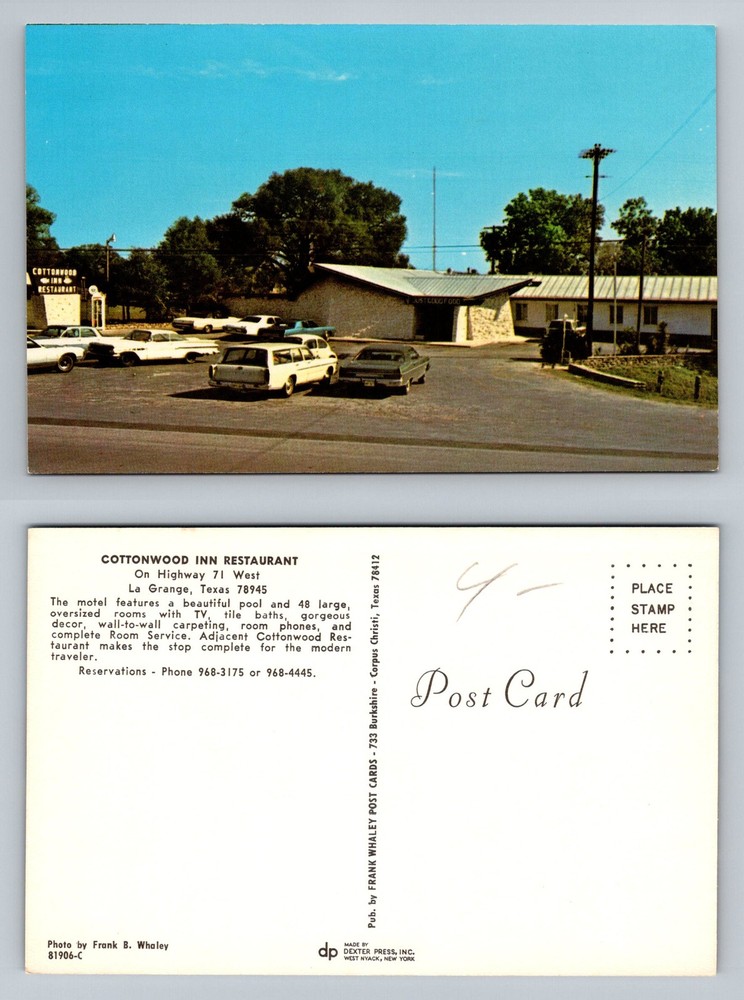 La Grange, TX-Texas, Cottonwood Inn Restaurant And Motel Vintage Postcard