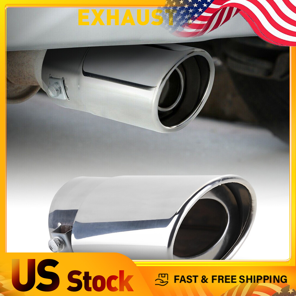 Car Chrome Rear Exhaust Pipe Tip Tail Muffler Round Accessories Stainless Steel