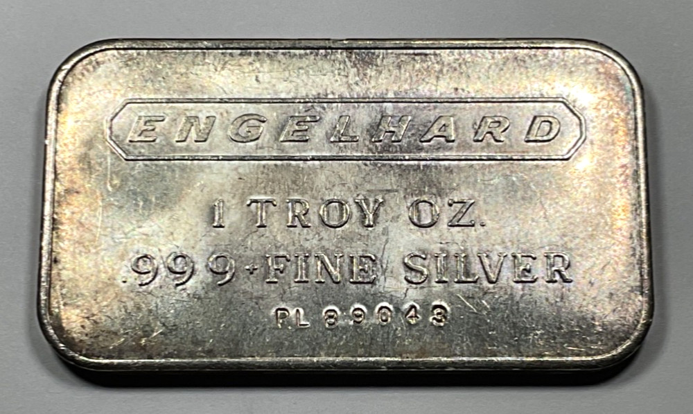 Vintage 1981 Engelhard Landscape Logo 1 oz Silver Bar Toned #PL89043