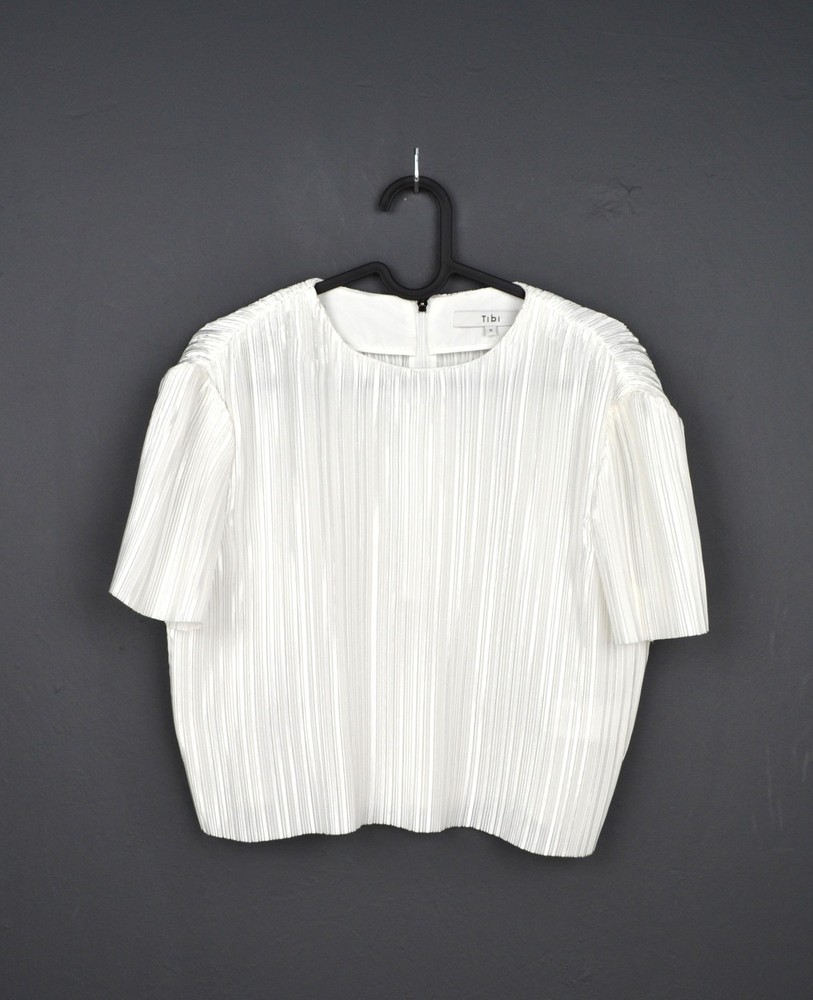 Tibi 4 US Pleated White Polyester Top