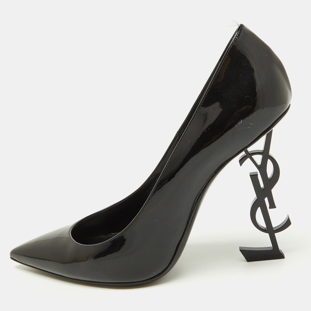 Saint Laurent Black Patent Leather Opyum Pointed Toe Pumps Size 41 EU