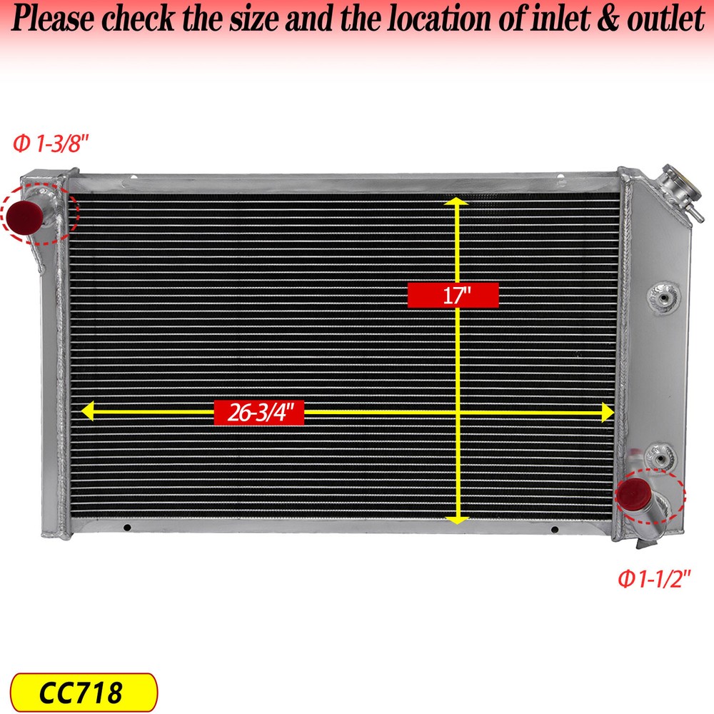 Fit 1977 1978 79 80 81 82 Chevy Corvette C3 5.7L 350ci V8 Engine 3-Row Radiator