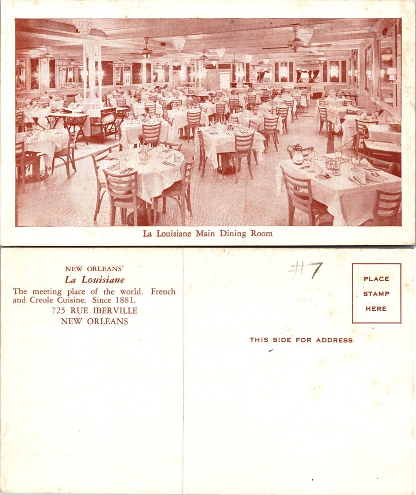 La Louisiane Dining Room New Orleans Louisiana LA Postcard