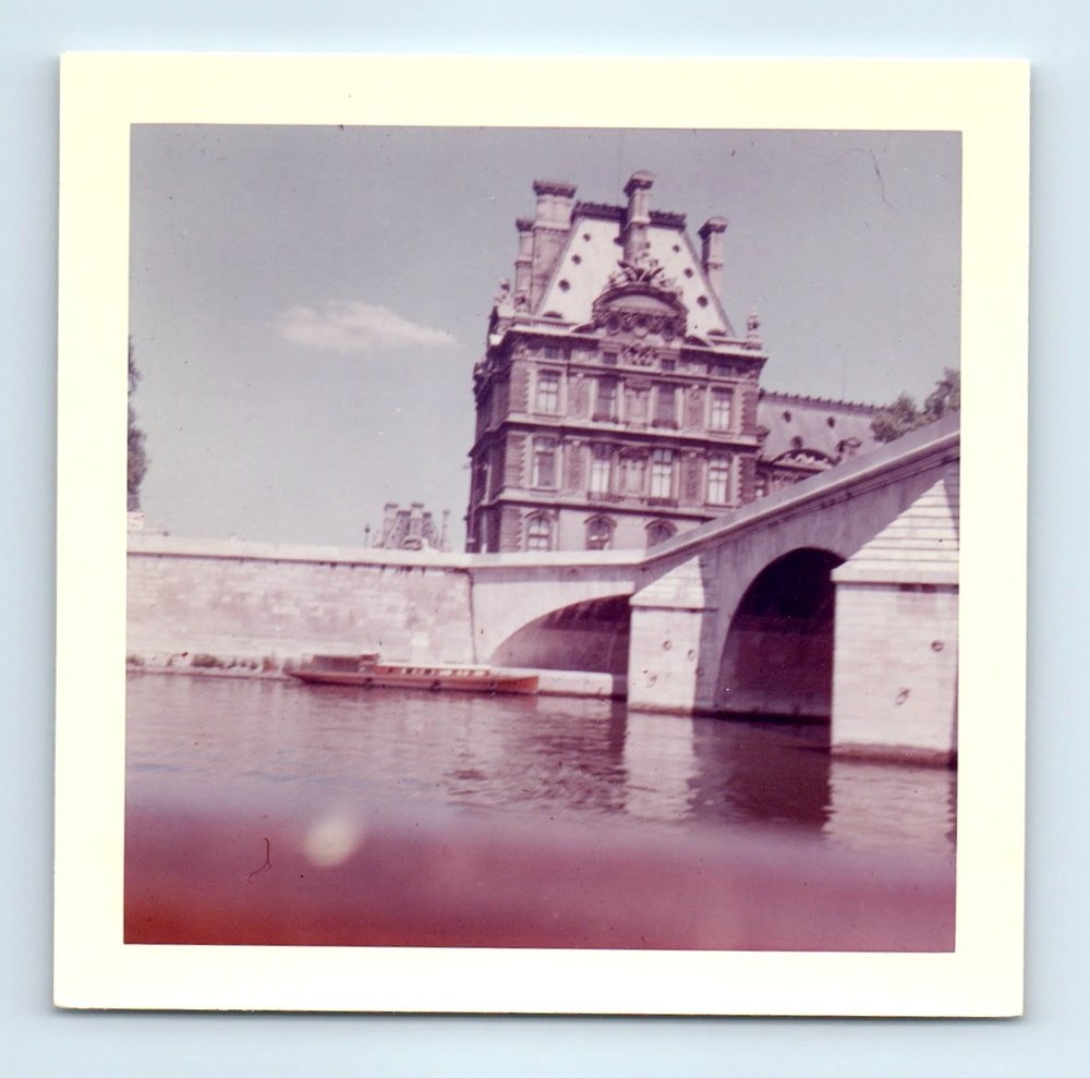 Old Vintage Square Color Photo PONT ROYAL BRIDGE PARIS PAVILLON DE FLORE