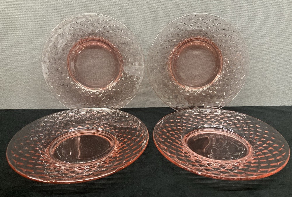 Pink Depression Glass Side Plates 6” Set of 4