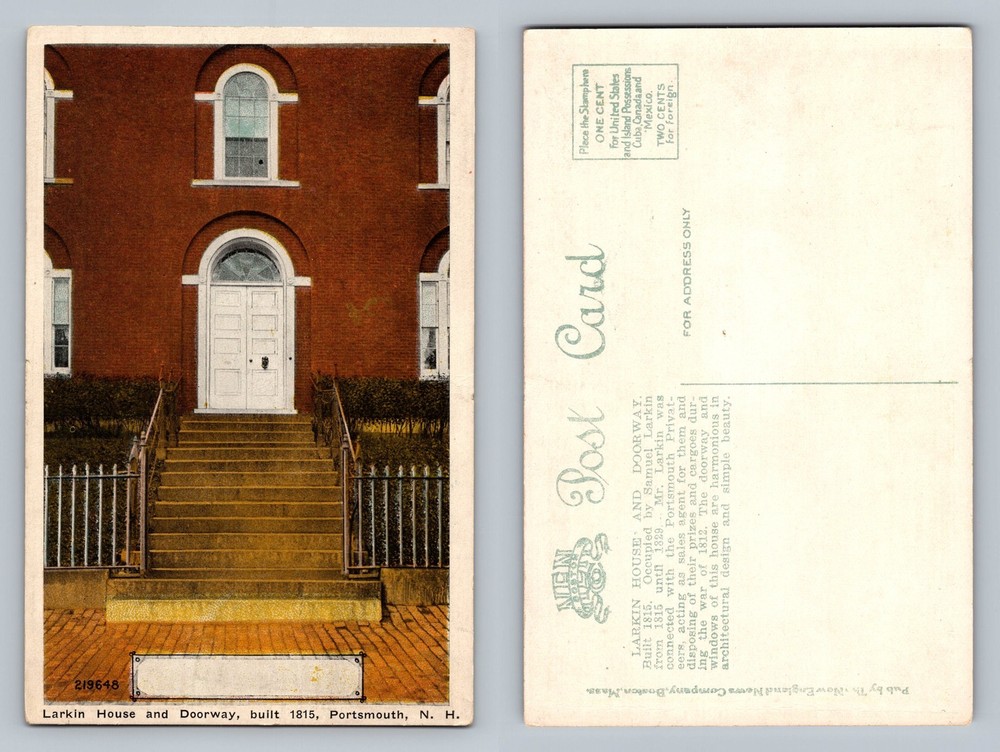 Portsmouth, NH-New Hampshire, Larkin House Door Card Souvenir Vintage Postcard