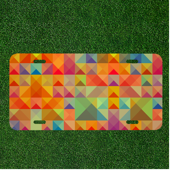 Custom Personalized Car License Plate with Abstract Square Background