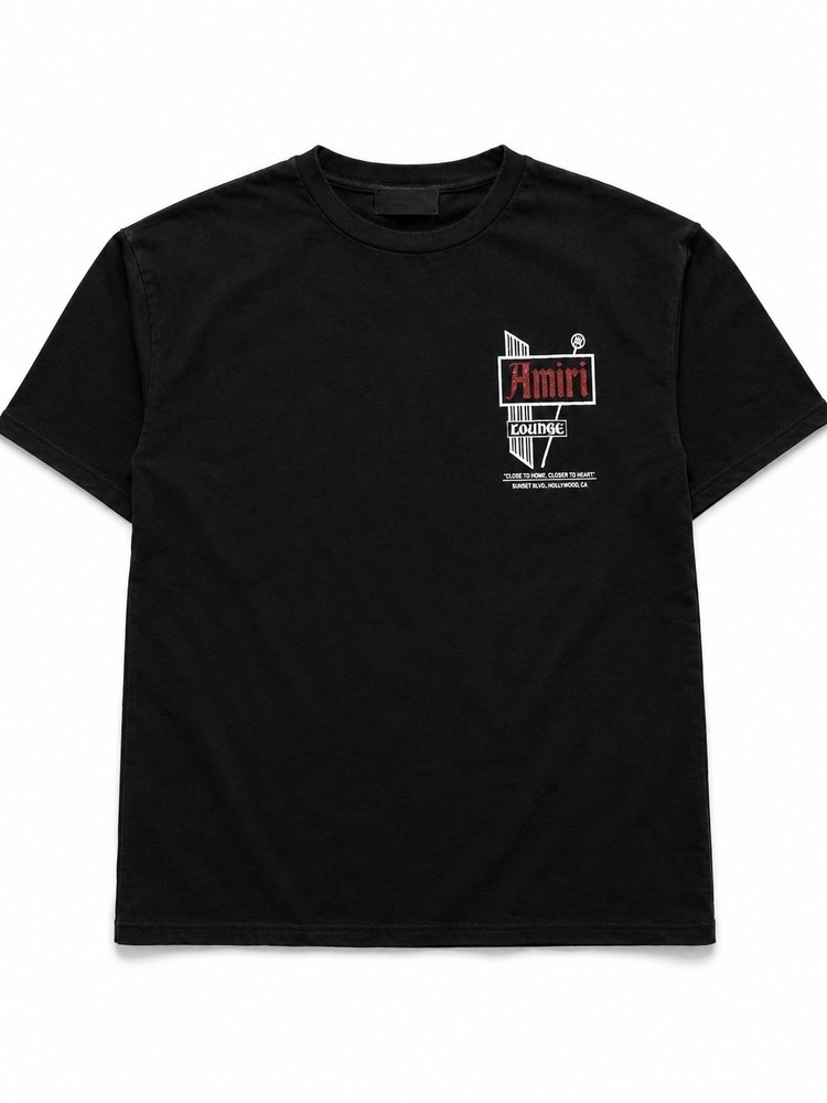 AMIRI Size XL Black Graphic Logo Jersey Men's Crew Neck Short Sleeve T-Shirt