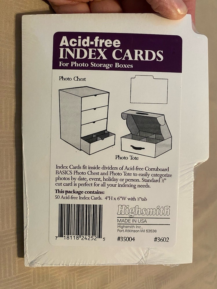Acid Free Tab Index Cards For Basics Photo Chest & Photo Tote 50 Cards 4”X6”-image