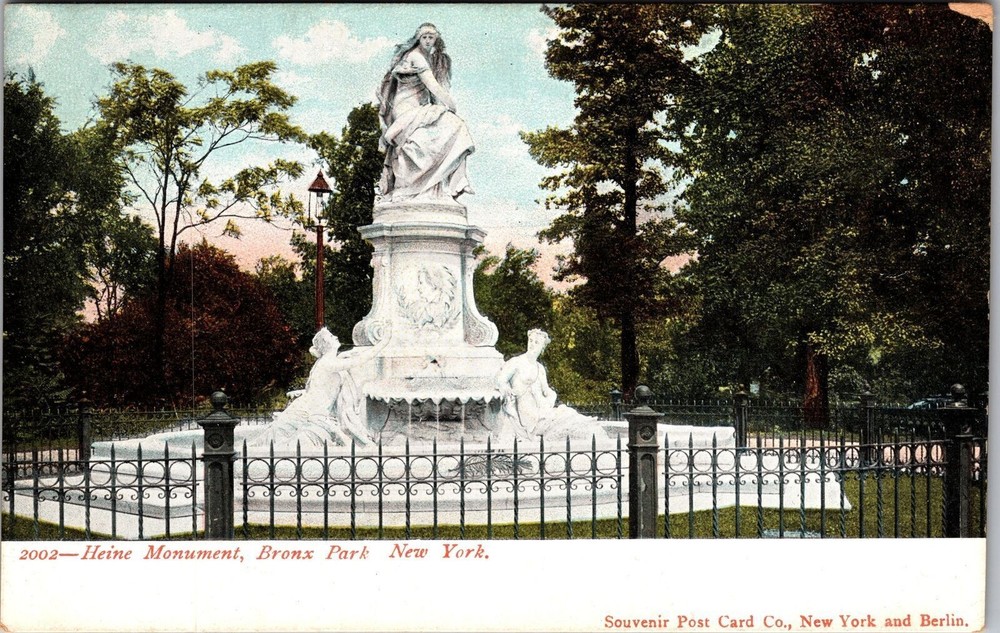Bronx Park NY-New York, Heine Monument, Scenic, Vintage Postcard
