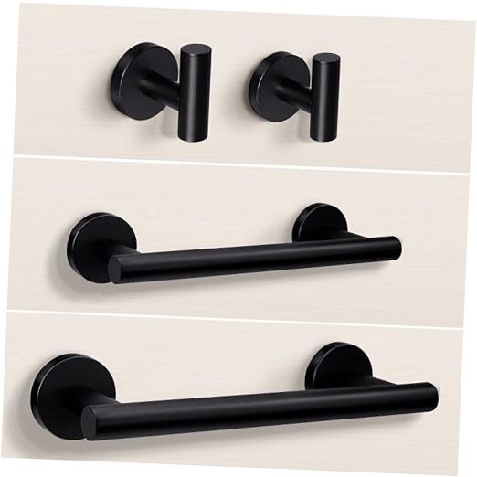 4-Piece Black SUS 304 Bathroom Towel Bar Wall Set