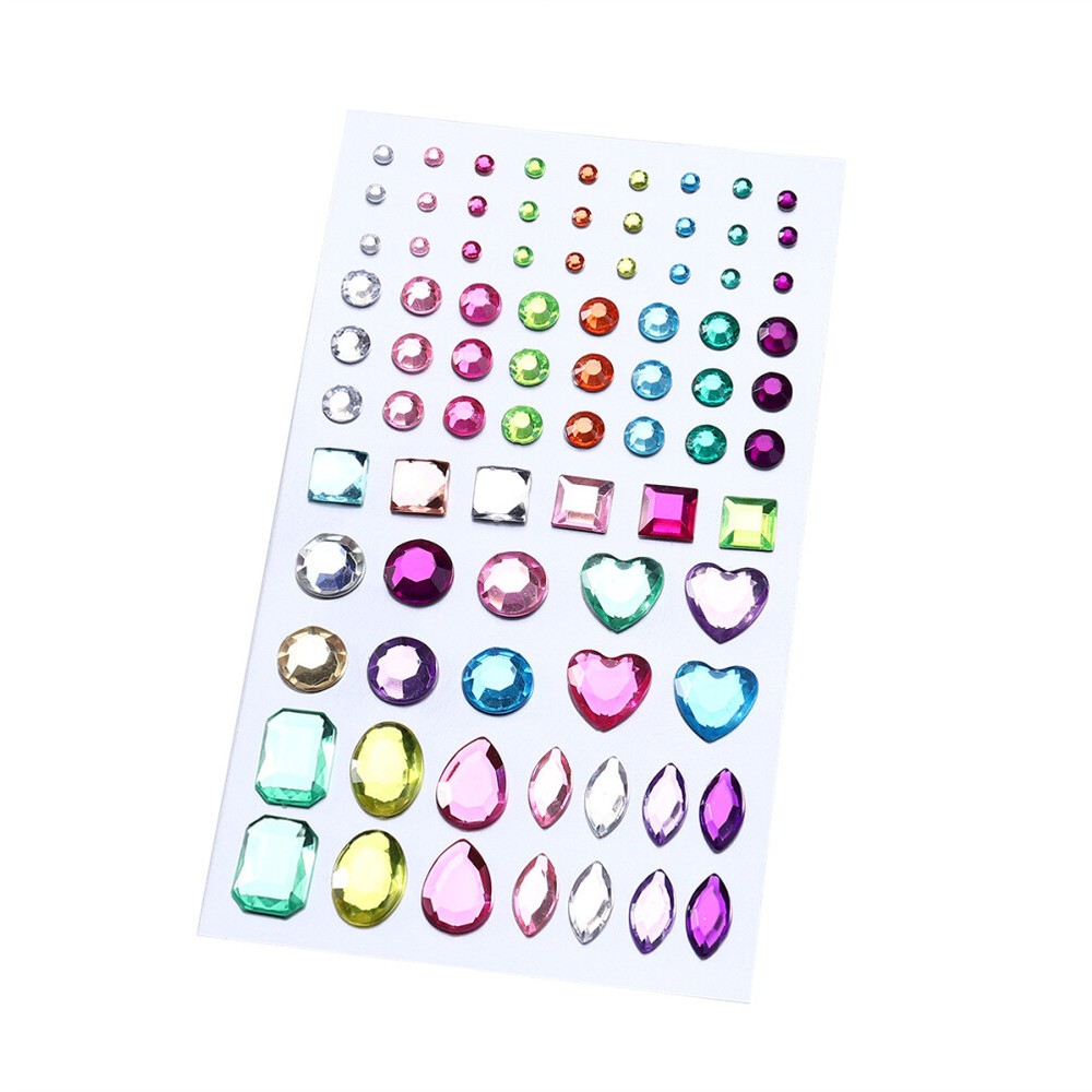 Self-adhesive Acrylic Crystal Rhinestone Jewels Gems Sticker Sheets Assorted