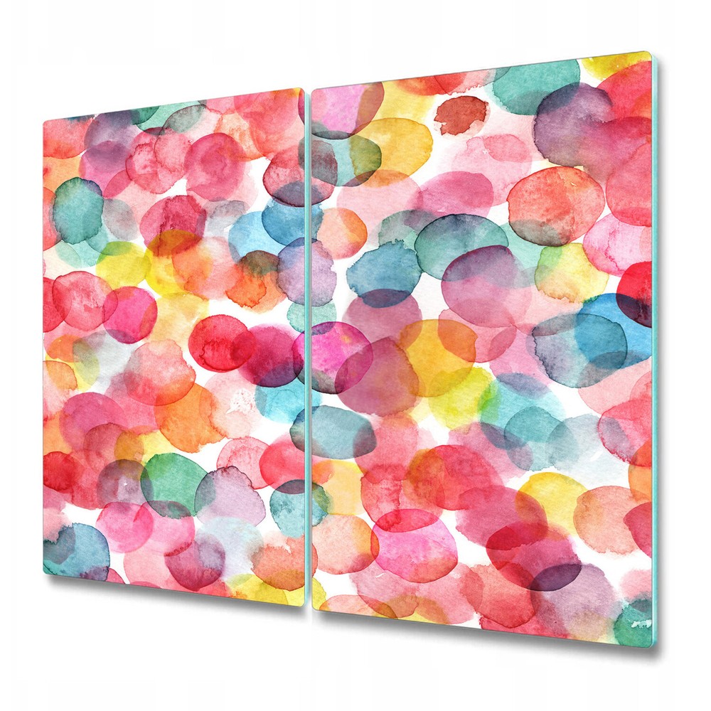 Tempered Glass Worktop Saver Colourful Bubbles Watercolour Splash 2x30x52