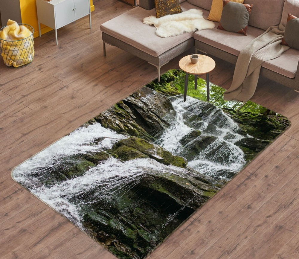 3D Waterfall Stone ZHUC2444 Game Non Slip Carpet Mat Photo Carpet Amy