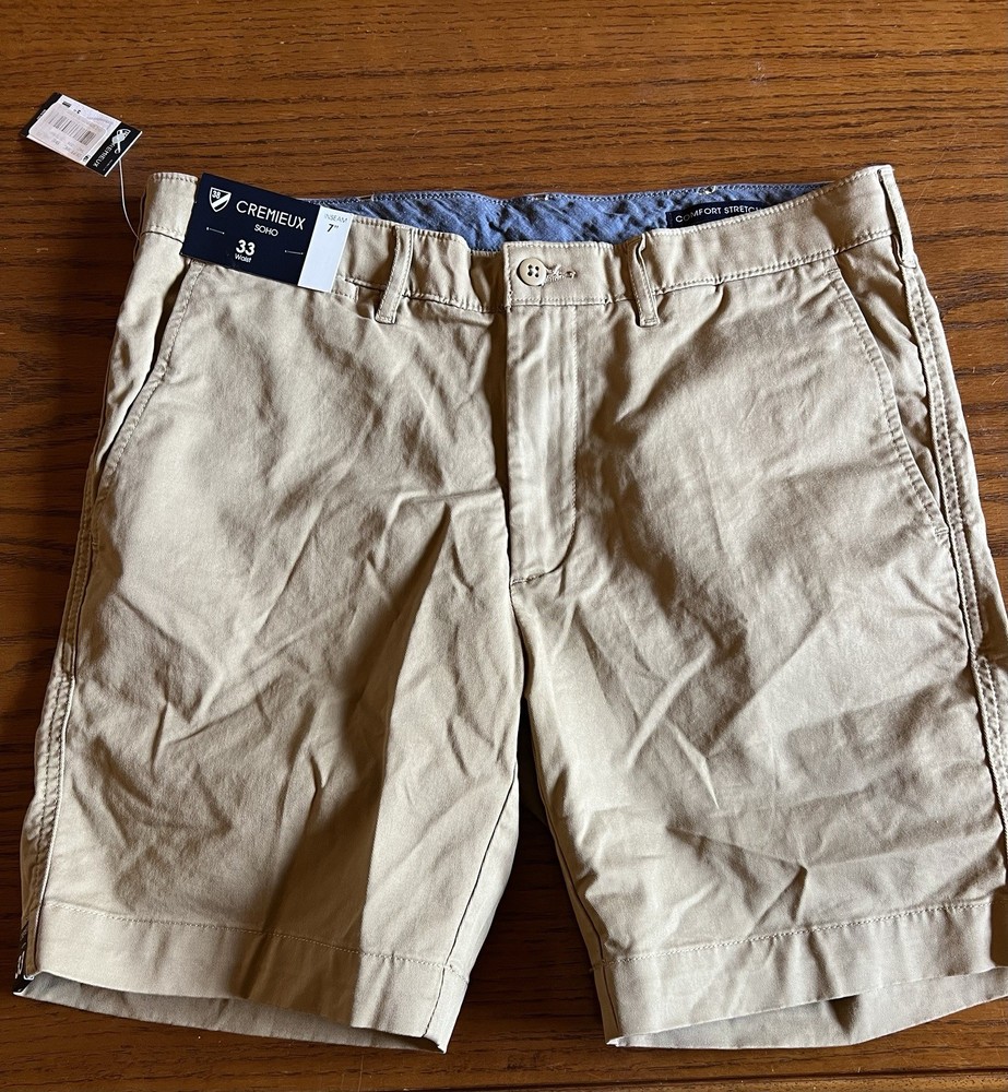 Cremieux Chino Men's Khaki (Dark) Flat Front Chino Casual Shorts Size 33