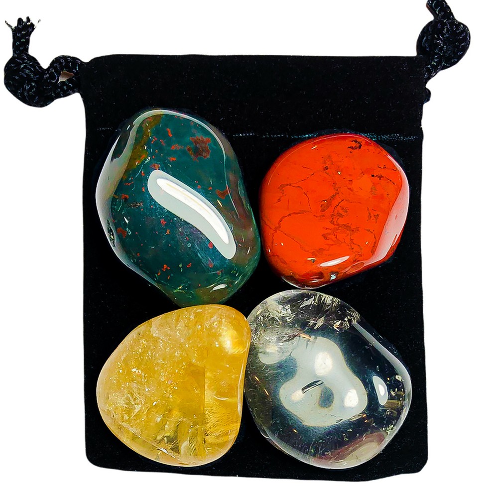 ACID REFLUX (GERD) Tumbled Crystal Healing Set =4 Stones +Pouch +Description-image