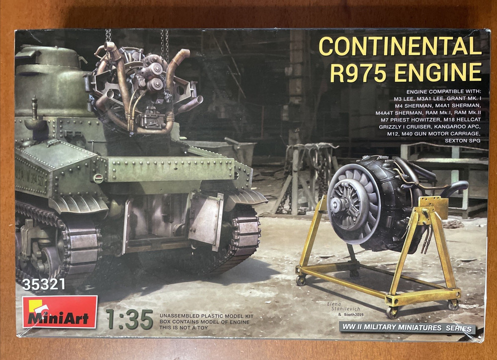 Continental R975 Engine - 1/35 Scale Miniart Unassembled Engine Kit#35321