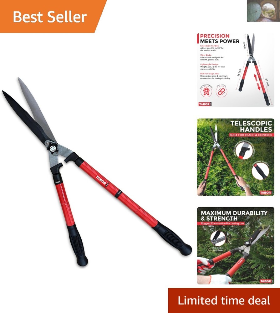 Telescopic Carbon Steel Hedge Shears – Adjustable Durable Pruning Tool  