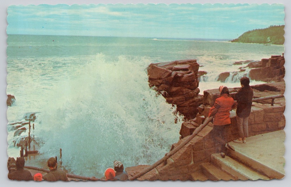 Postcard Thunder Hole Acadia National Park Bar Harbor Maine-image