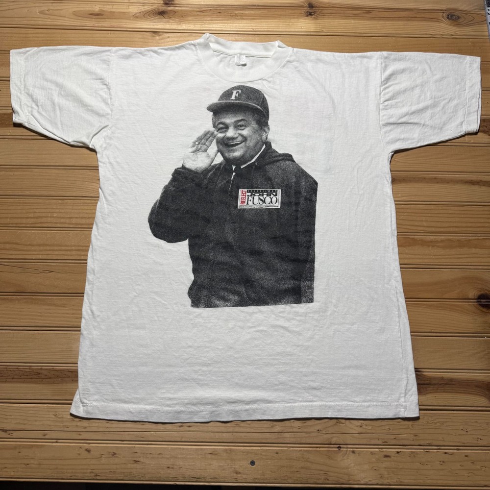Vintage 90s ReElect Councilman John Fusco Campaign Election Graphic T-Shirt XL