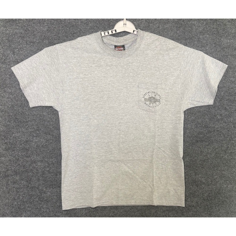 Harley Davidson Indianapolis Motorcycles Mens Gray Pocket T Shirt Large