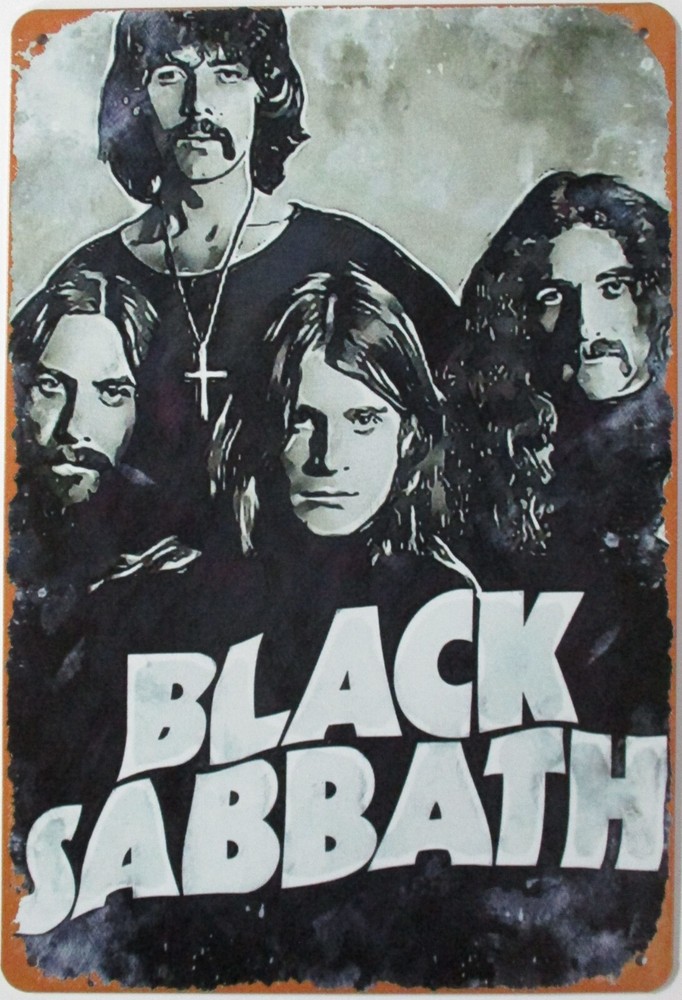 Vintage look  Metal Black Sabbath Tin sign Rock band, Metal band poster
