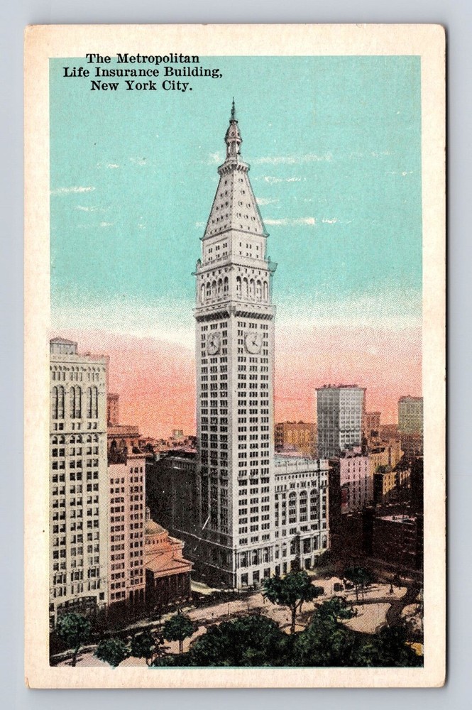 New York City NY, Metropolitan Life Insurance Building, Vintage Postcard