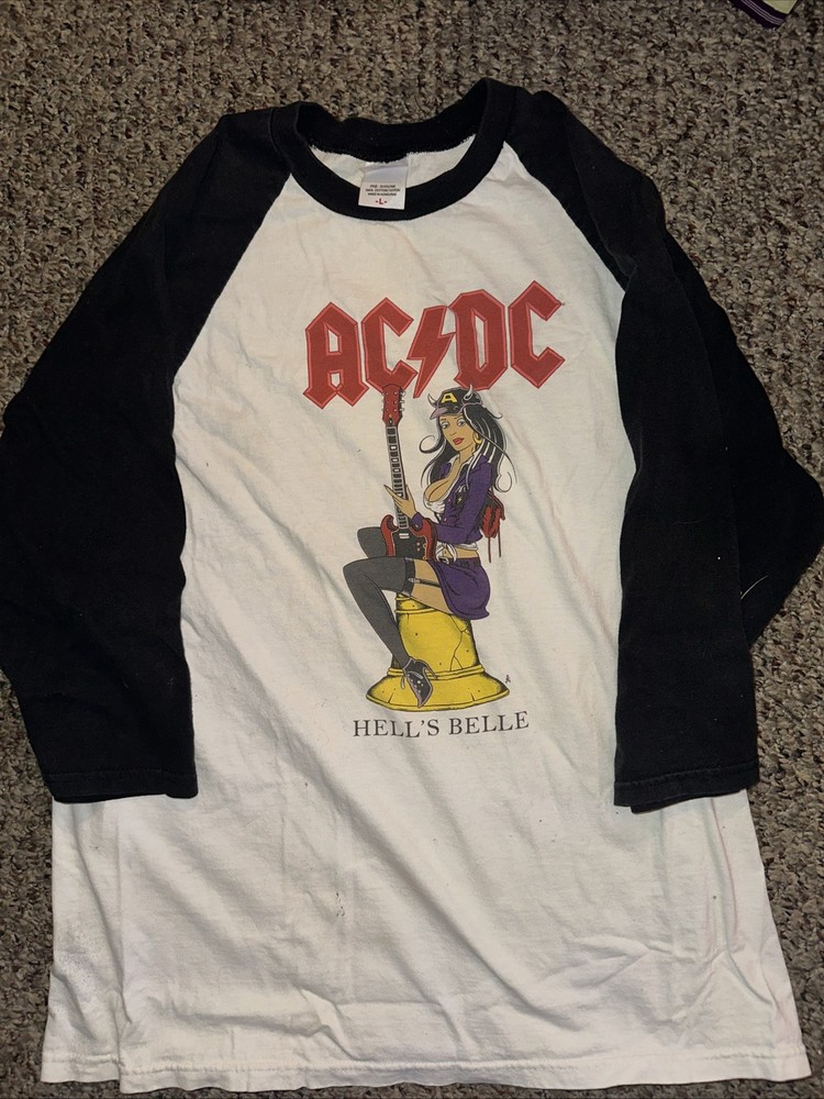 Vintage 2009 ACDC Black Ice Tour Rock Music Band T-Shirt Men's Large Raglan