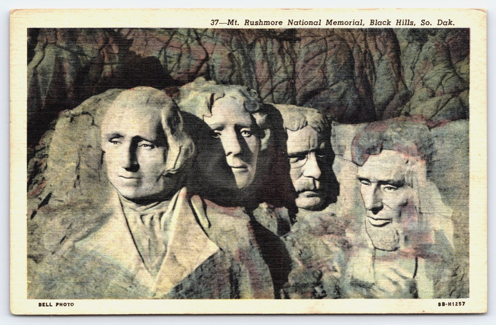 Mount Rushmore National Memorial South Dakota Black Hills Vintage Postcard