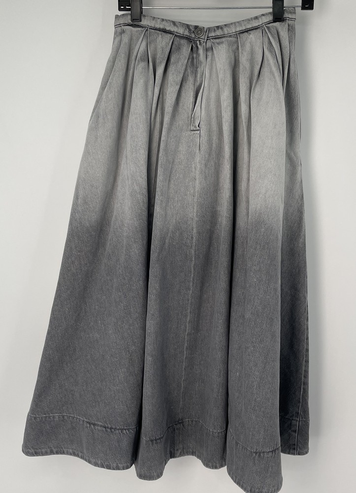 Arrange Women Maxi Skirt Gray Size 4 Pleated Waist Washed Denim Cotton High Rise
