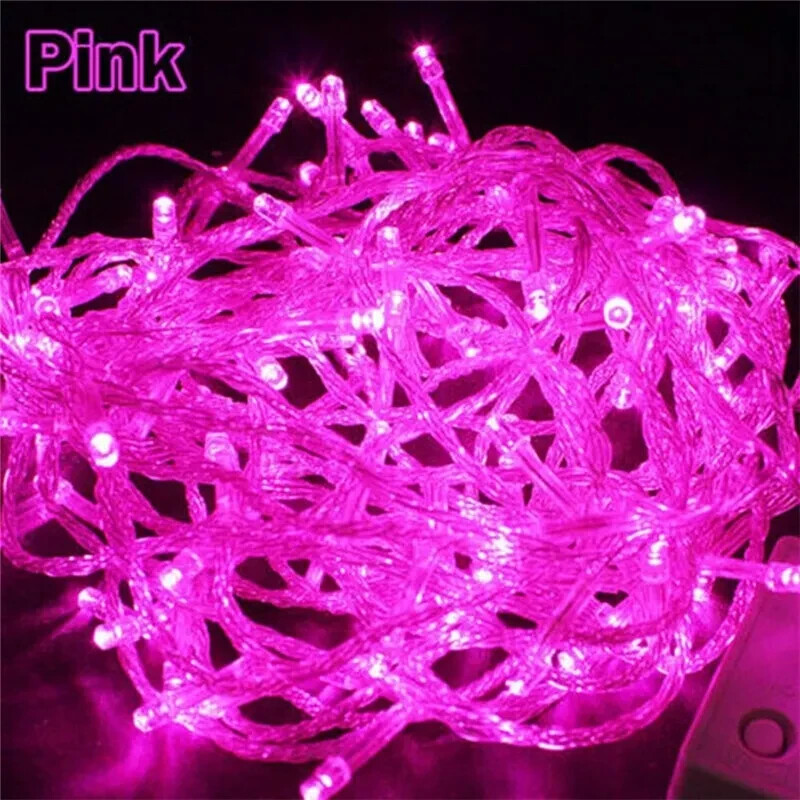 10M 100 LED PINK STRING LIGHTS WATERPROOF 110V US PLUG CHRISTMAS TREE GARLAND OU
