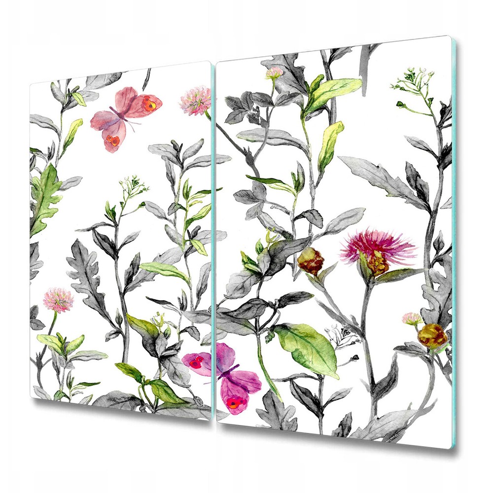Glass Chopping Board Utensil Meadow flowers Floral and butterfly 2x30x52