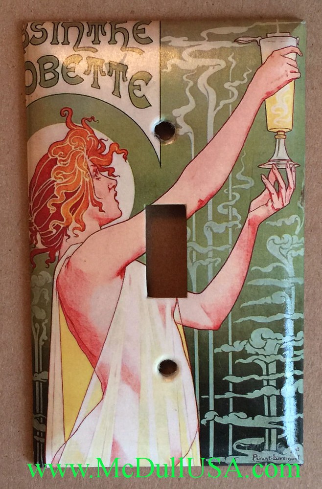 Art Nouveau Absinthe Light Switch Duplex Outlet wall Cover Plate Home Decor-image