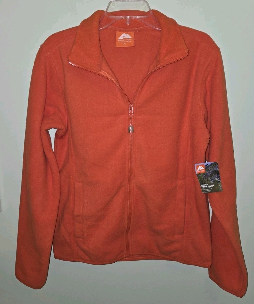 Ozark Trail Men's SMALL Polar Fleece Jacket ORANGE Zip Front Mock Neck #10726