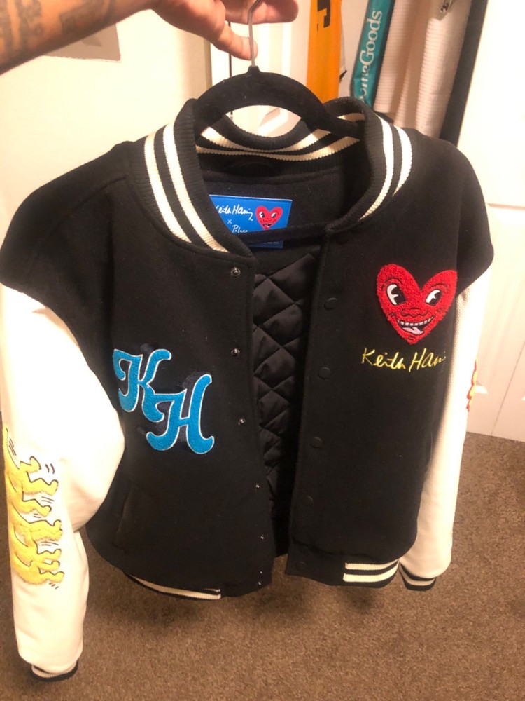 Shoe Palace X Keith Haring Leather Letterman Varsity Jacket L
