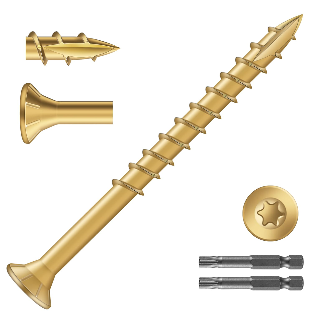 #10 x 2-1/2 Inch Exterior Deck Screws 474Pcs 6Lb Carbon Steel Tan Wood Screws