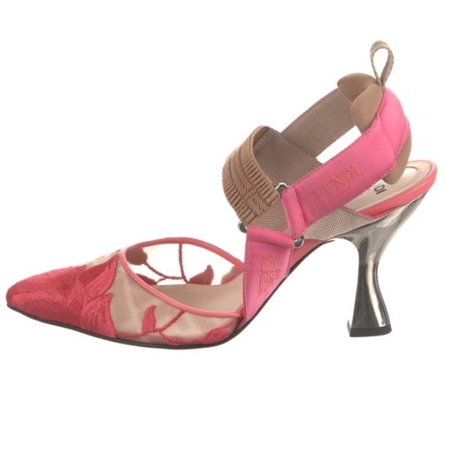 Rare Pink FENDI Colibri Floral  Embroidered Kitten Heels Pumps US 7/37 MSRP$1299