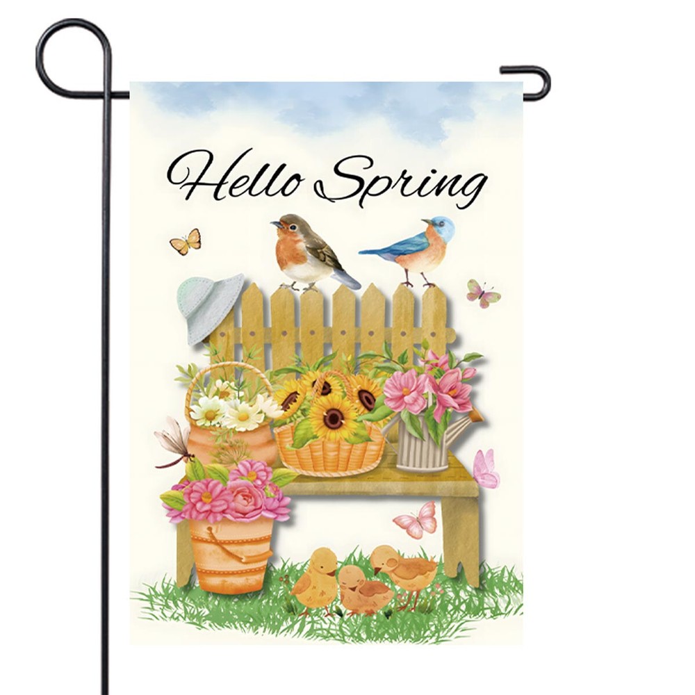 12x18 Inch Double-Sided Spring Garden Flag with Butterfly, Dragonfly, and Bird Design