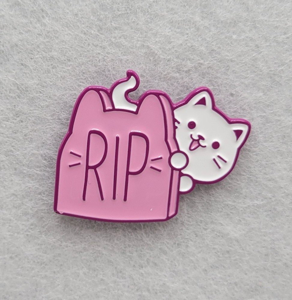 Haunted Kittens Ghost Kitties Cat Enamel Pin Pink Tombstone BoxLunch