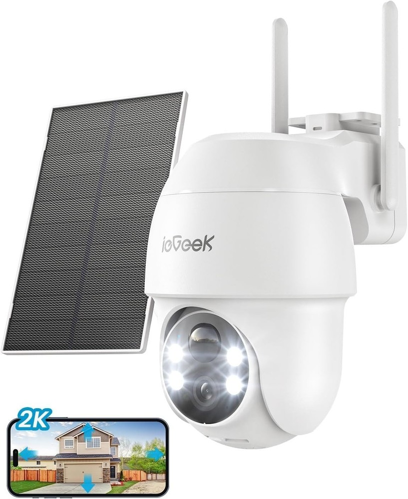 ieGeek 2K Solar Security Cameras Wireless Outdoor 360° PTZ WiFi Battery Camera