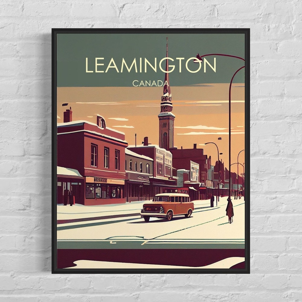 Leamington Canada Retro Wall Art Illustration Vintage Style Print