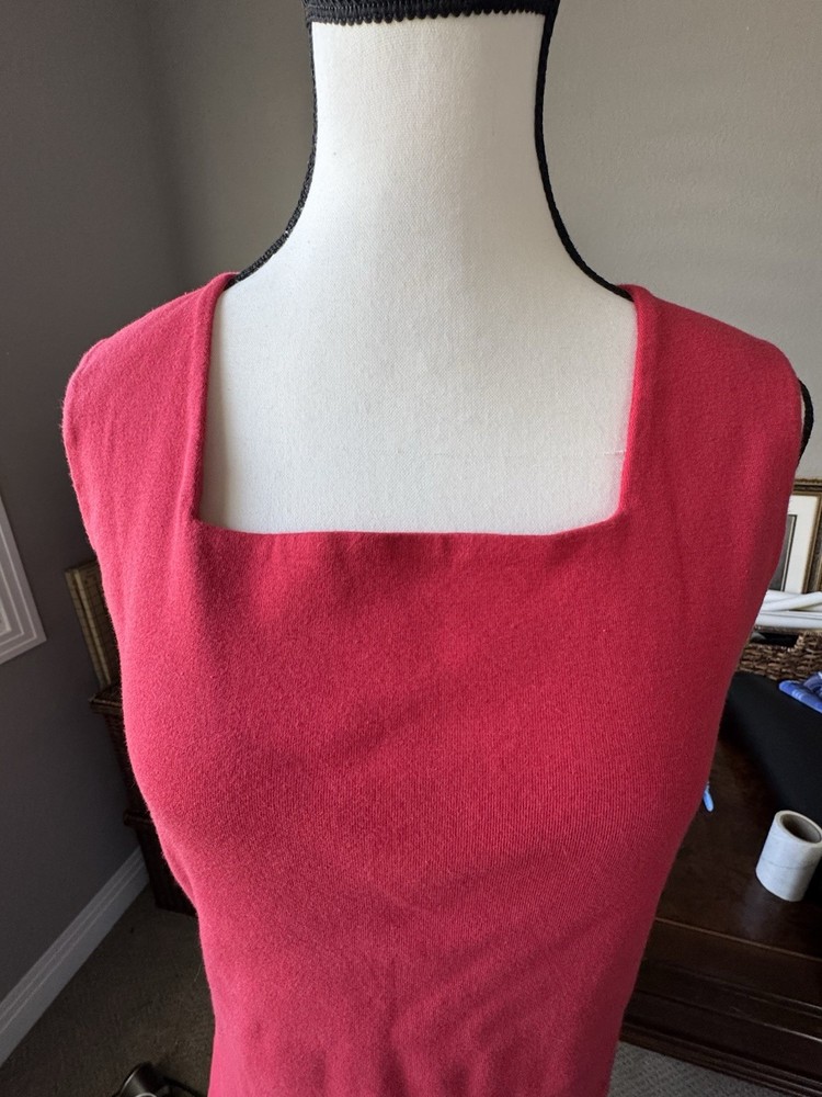 Women’s Square Neck Sleeveless Tee ~ Chadwick’s ~ Cotton Knit ~ Red ~ LgTall