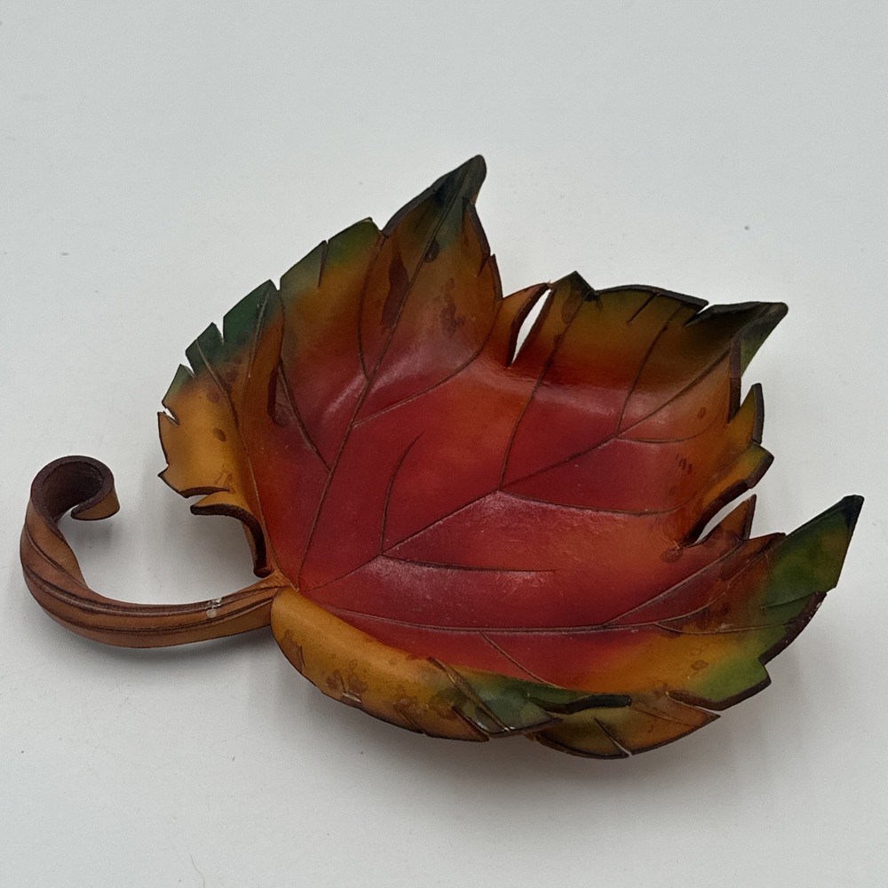 Candles In The Rain Original Creations Leather Fall Leaf Maple Leaf Trinket Dish