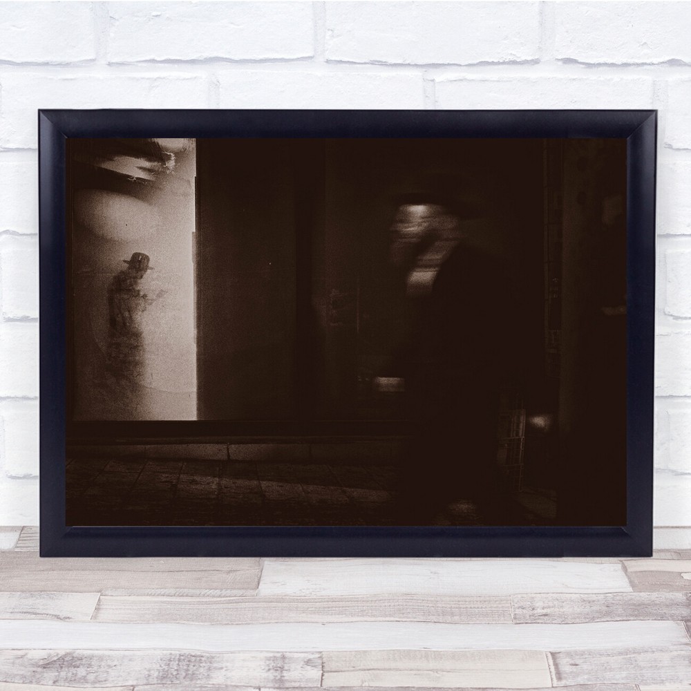 Person Walking Blurry Sepia Wall Art Print