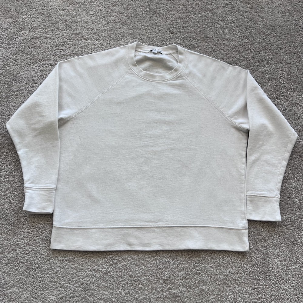 James Perse French Terry Sweatshirt Womens 1 White Cotton Crewneck Pullover Knit
