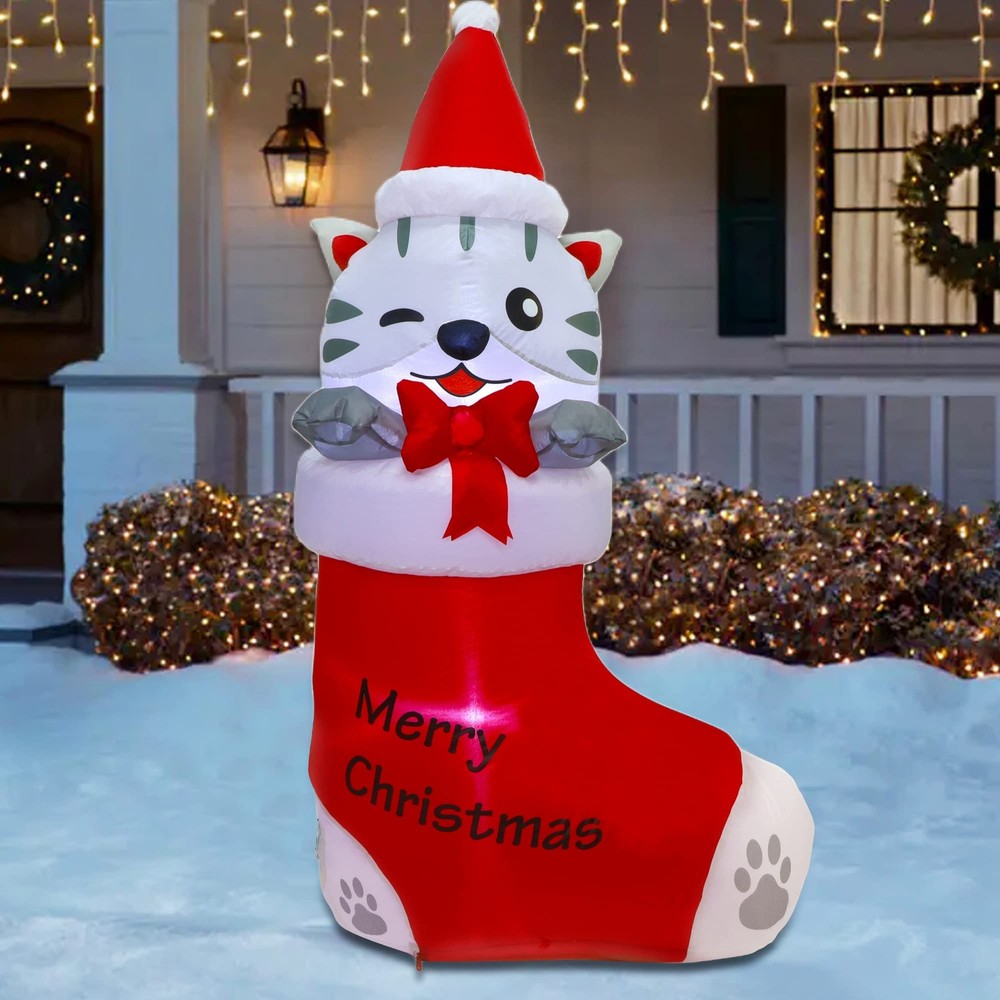 Juegoal 5 FT Christmas Inflatables Outdoor Decorations, Inflatable Kitten in ...