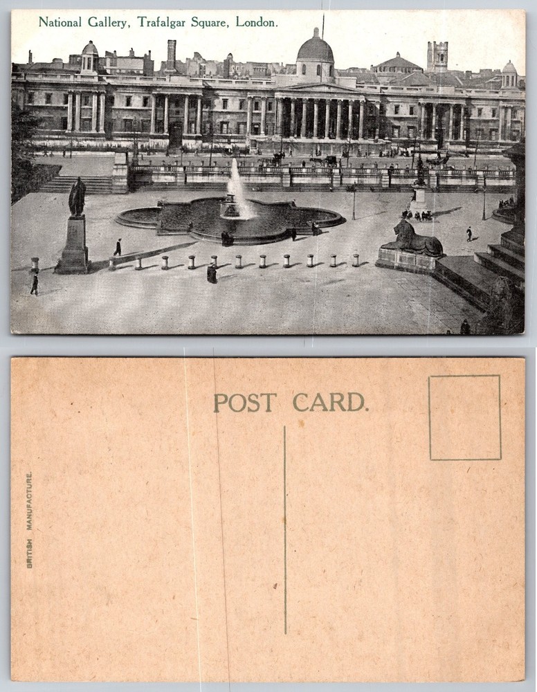Vintage National Gallery Trafalgar Square London Postcard British Manufacture