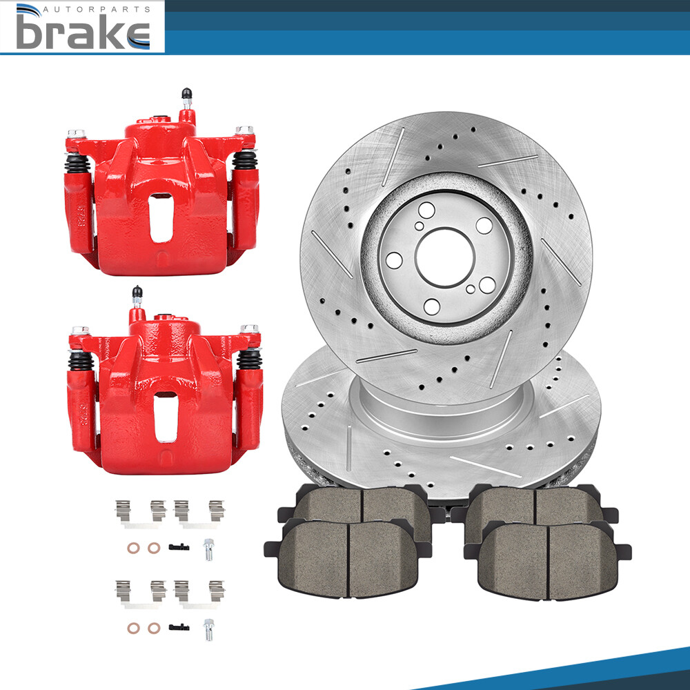 2003-2006 Toyota Matrix Front Brake Kit with Ceramic Pads & Drilled Slotted Rotors
